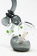 7" Premium Heavy Grey Double Chamber Bubbler w/ Carb Hole