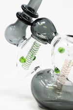 7" Premium Heavy Grey Double Chamber Bubbler w/ Carb Hole