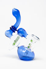 7" Premium Heavy Blue Double Chamber Bubbler w/ Carb Hole