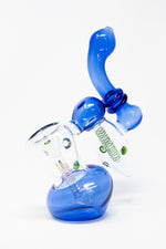 7" Premium Heavy Blue Double Chamber Bubbler w/ Carb Hole