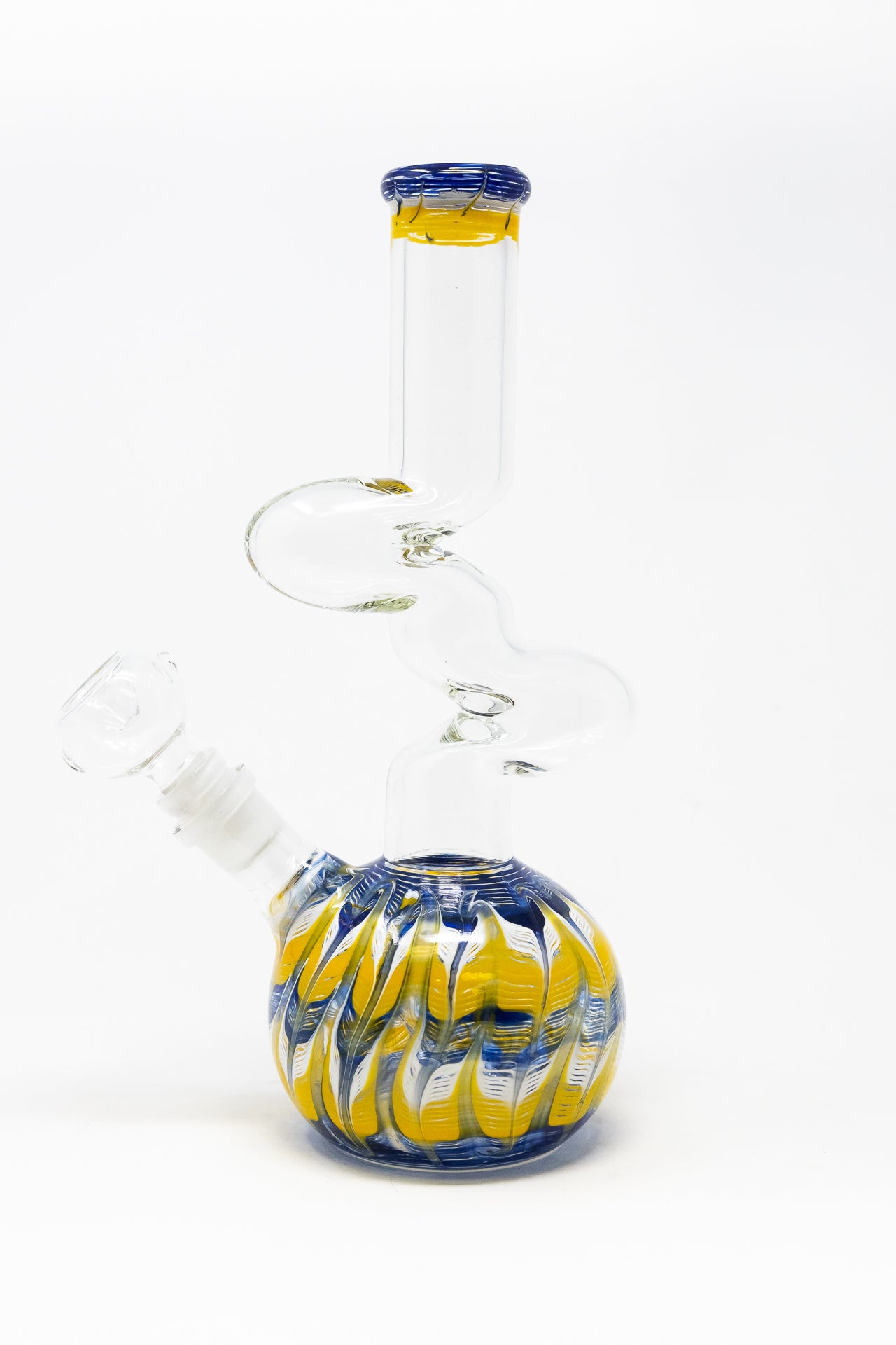 10" Glass Blue & Yellow Designer Zong