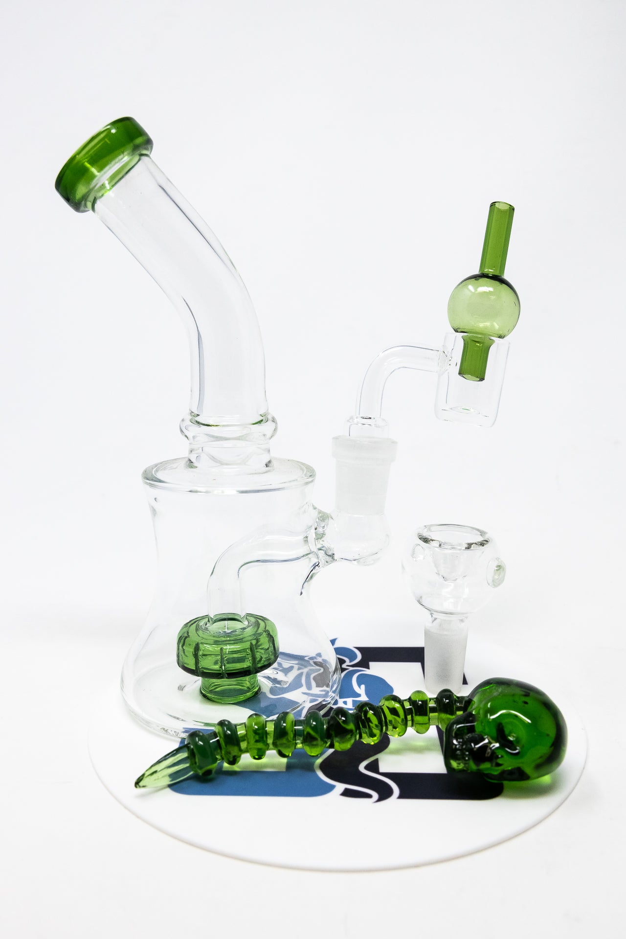6" Green Shower Bend Dab Rig Combo