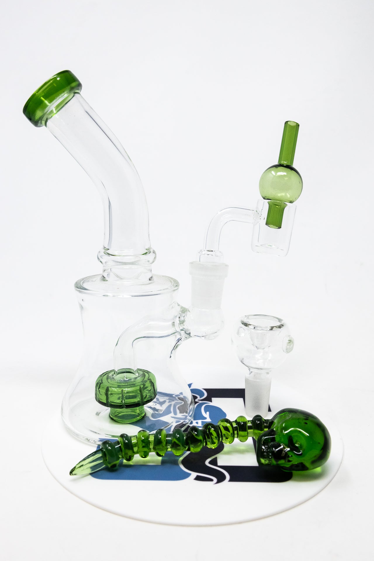 6" Green Shower Bend Dab Rig Combo