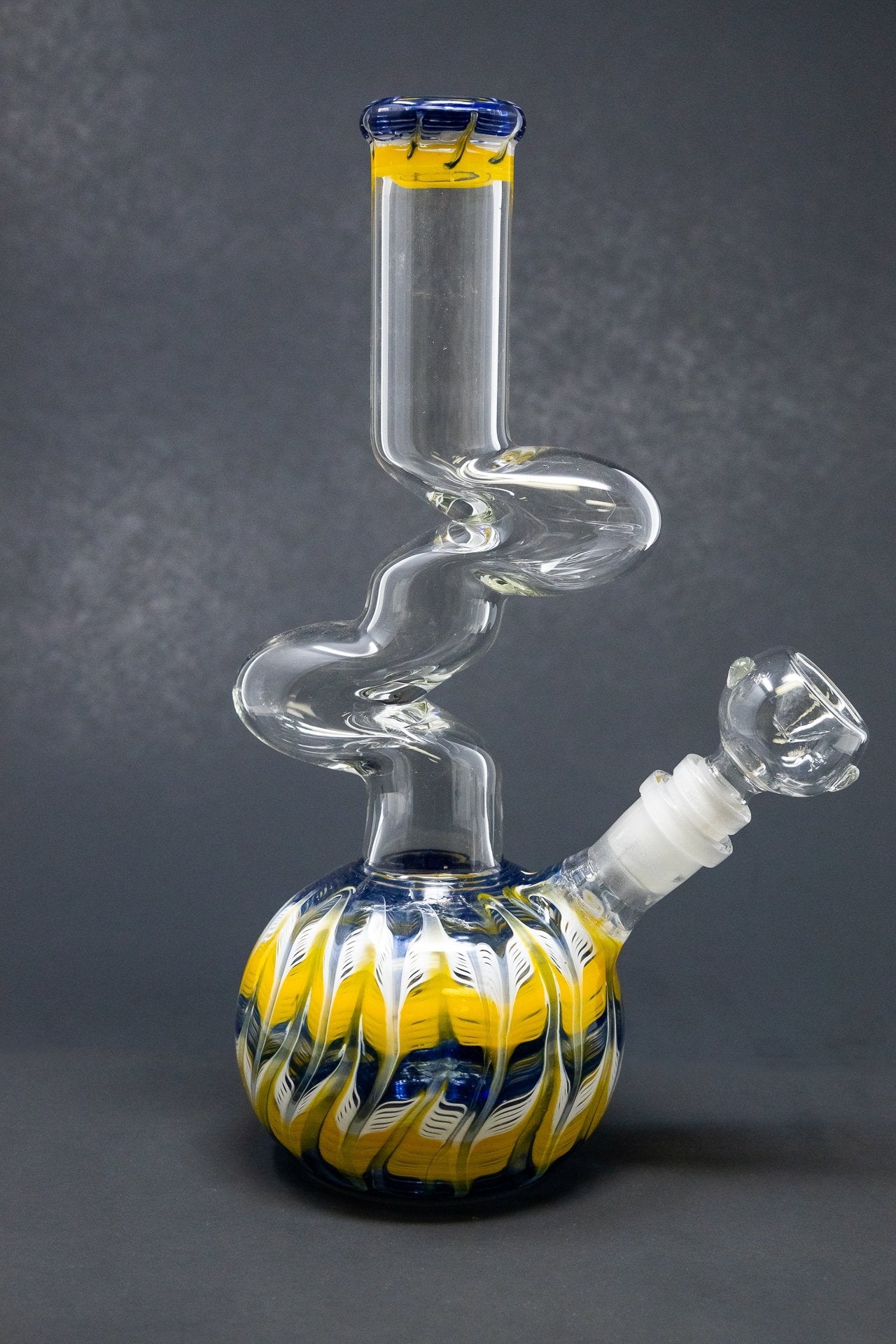 10" Glass Blue & Yellow Designer Zong