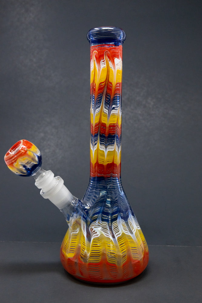 Glass Beaker Base Blue/Yellow/Red Designer Bong