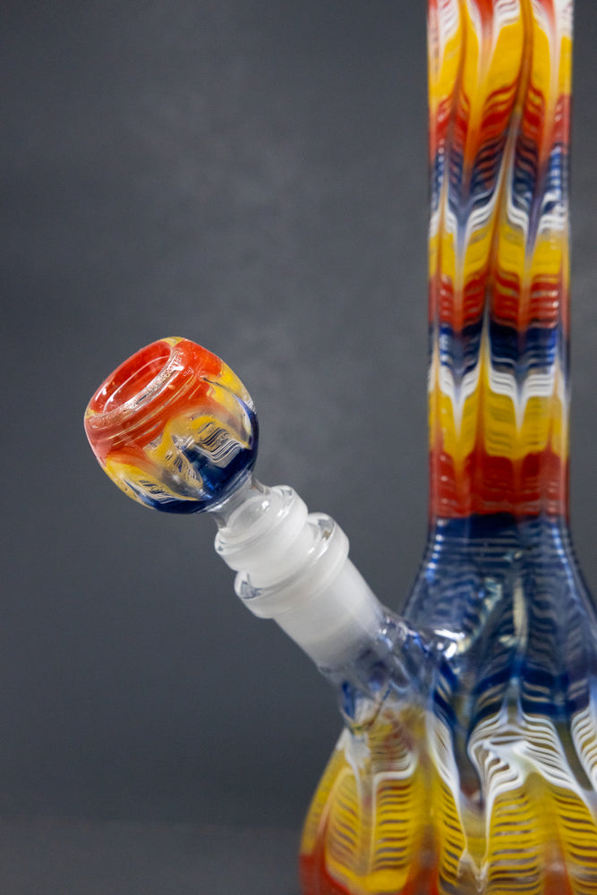 Glass Beaker Base Blue/Yellow/Red Designer Bong