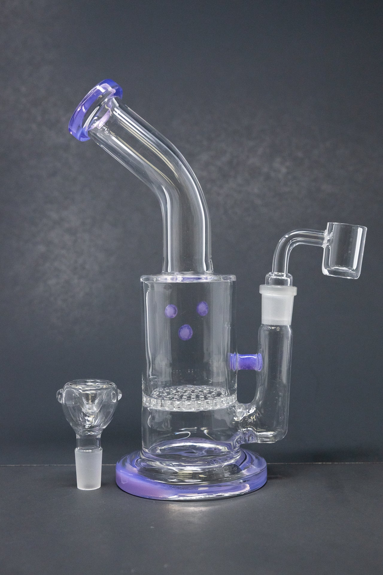 7" Purple Honeycomb Shower Bend Dab Rig