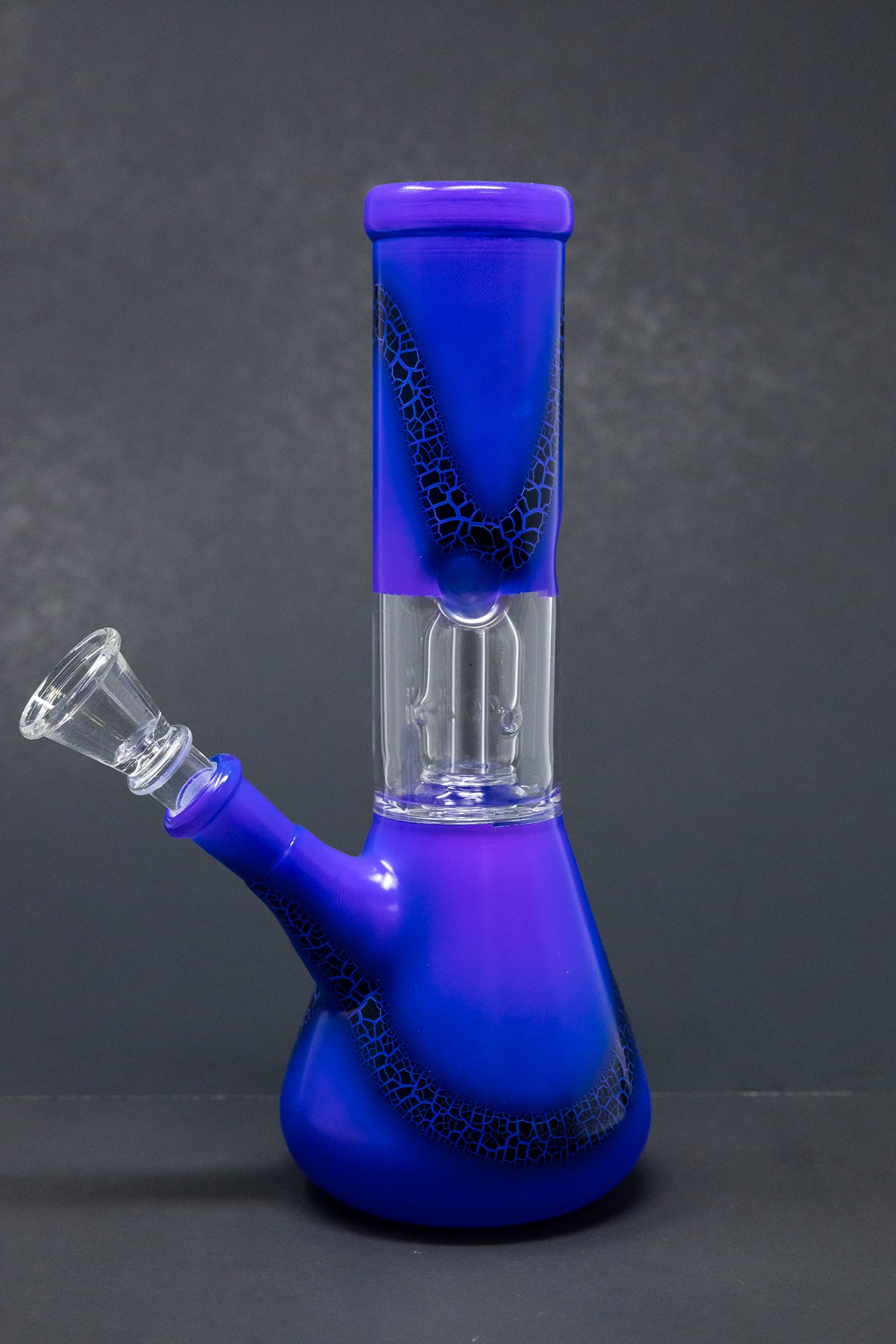 8" Purple Crackle Single Percolator Beaker Bong