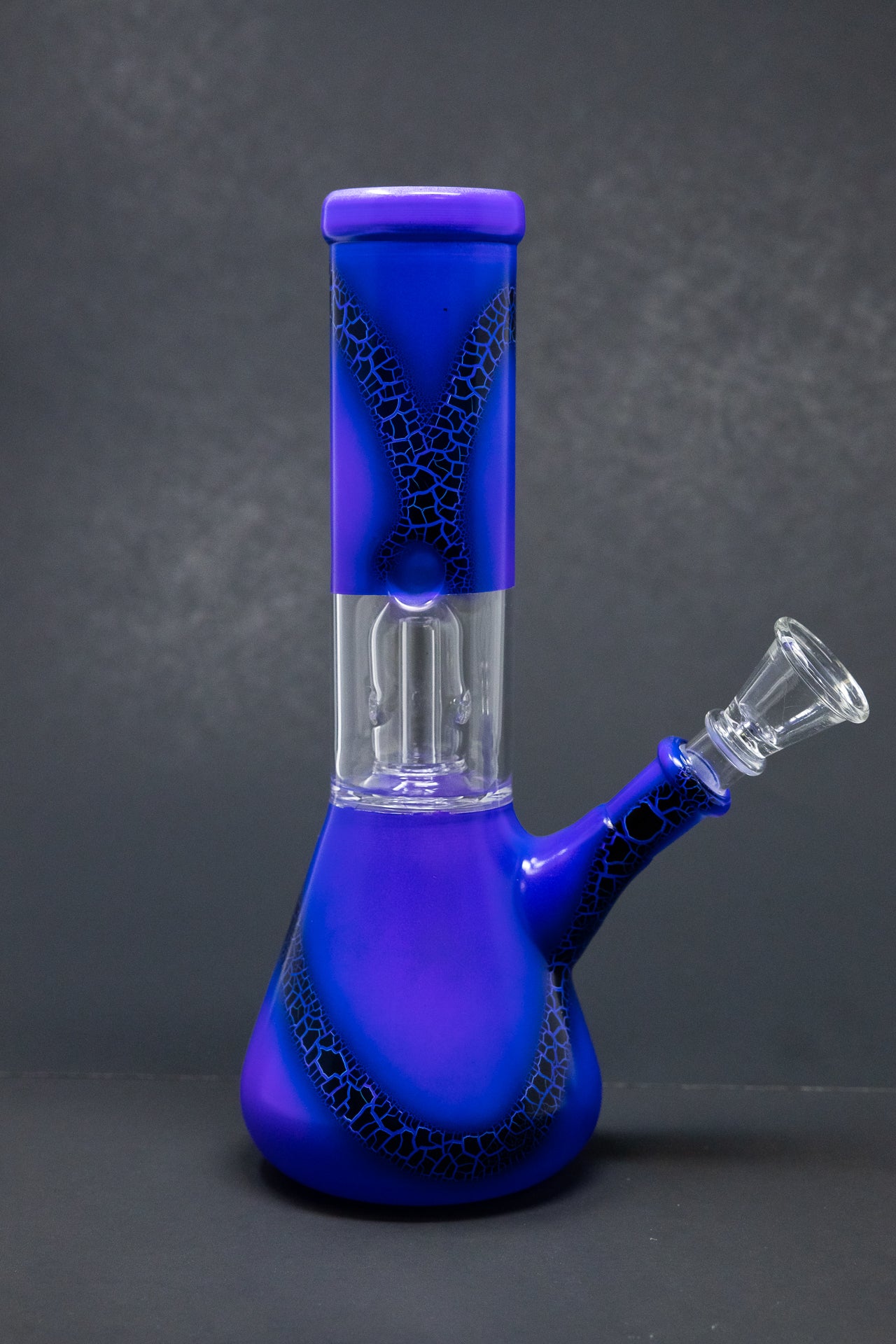 8" Purple Crackle Single Percolator Beaker Bong