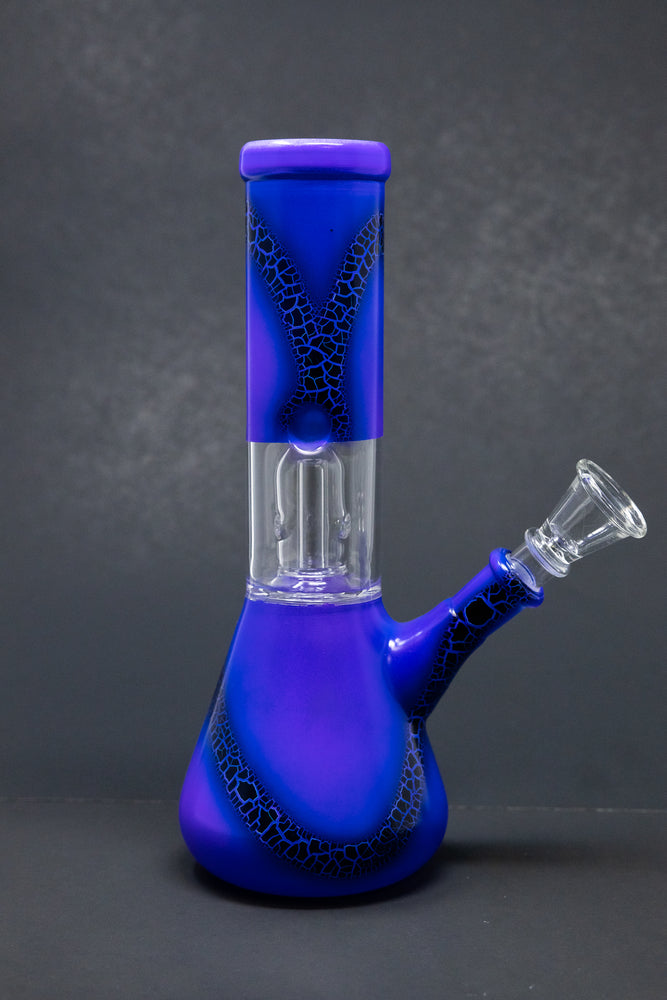 8" Purple Crackle Single Percolator Beaker Bong
