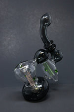 7" Premium Heavy Grey Double Chamber Bubbler w/ Carb Hole