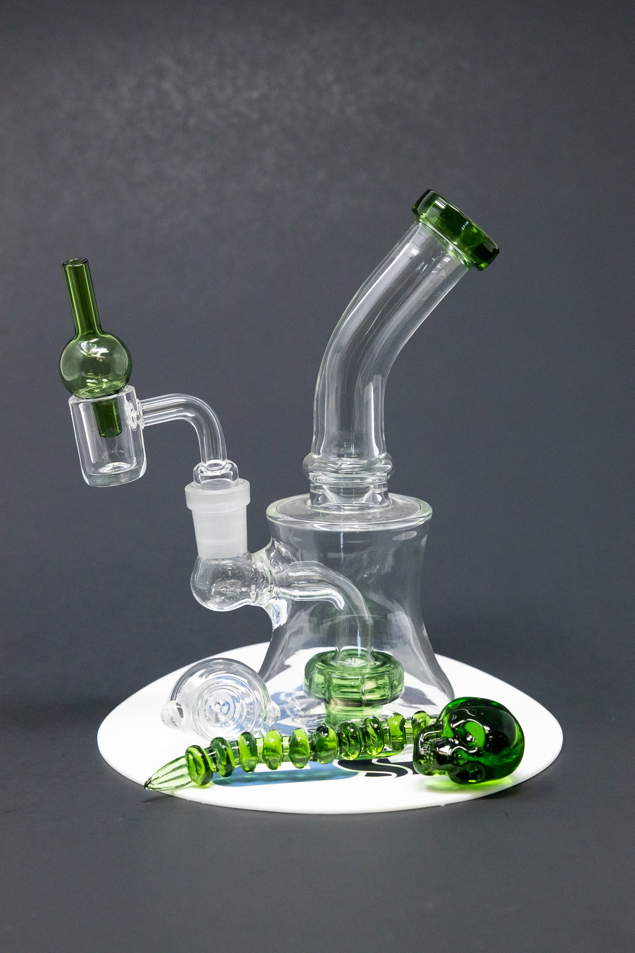 6" Green Shower Bend Dab Rig Combo
