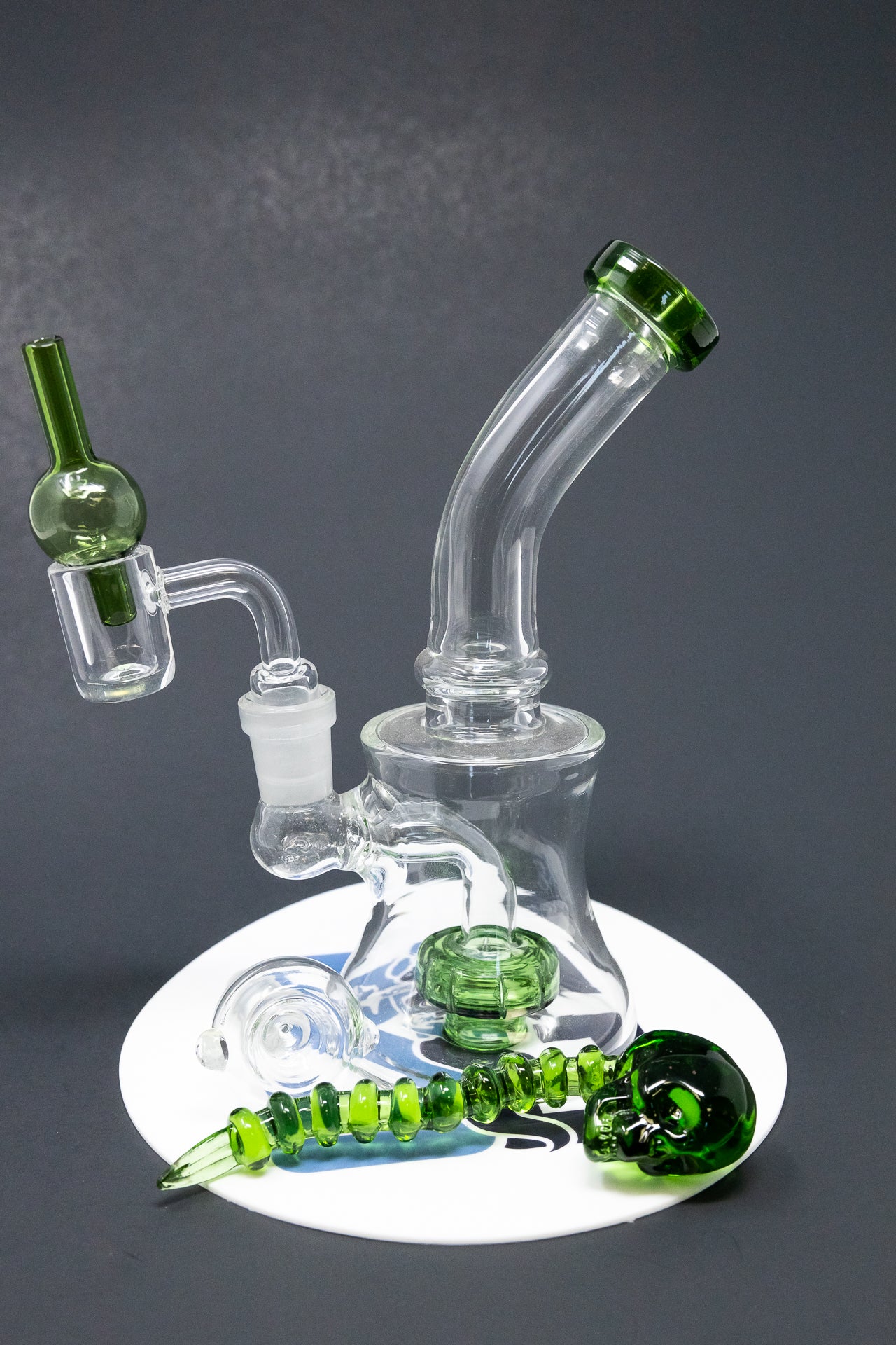 6" Green Shower Bend Dab Rig Combo