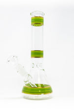 10" Lime Green Stripe Beaker Bong w/ Ice Catcher