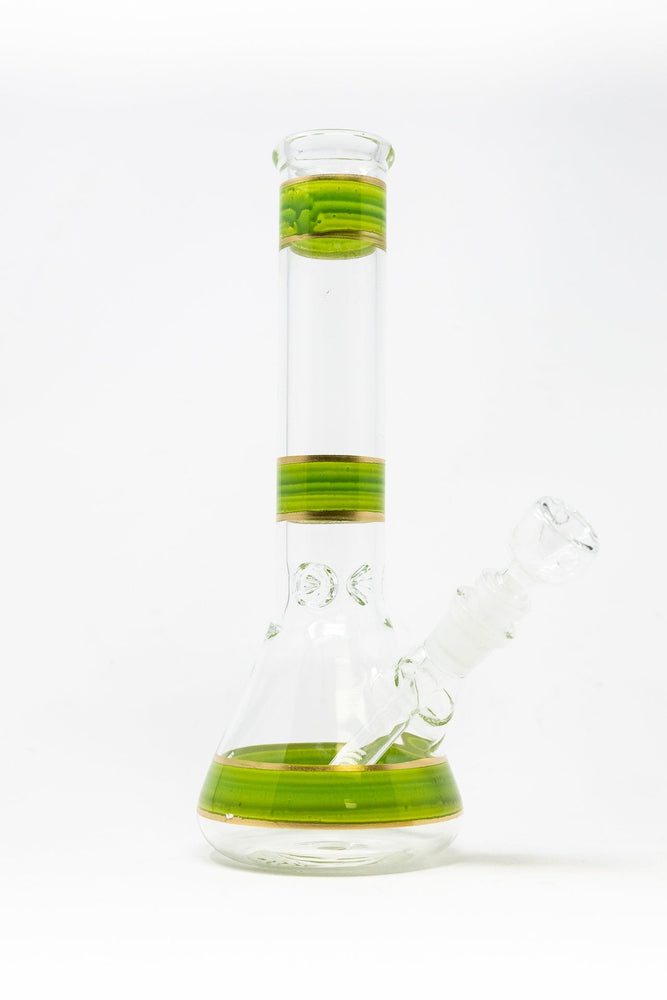 10" Lime Green Stripe Beaker Bong w/ Ice Catcher