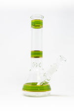 10" Lime Green Stripe Beaker Bong w/ Ice Catcher