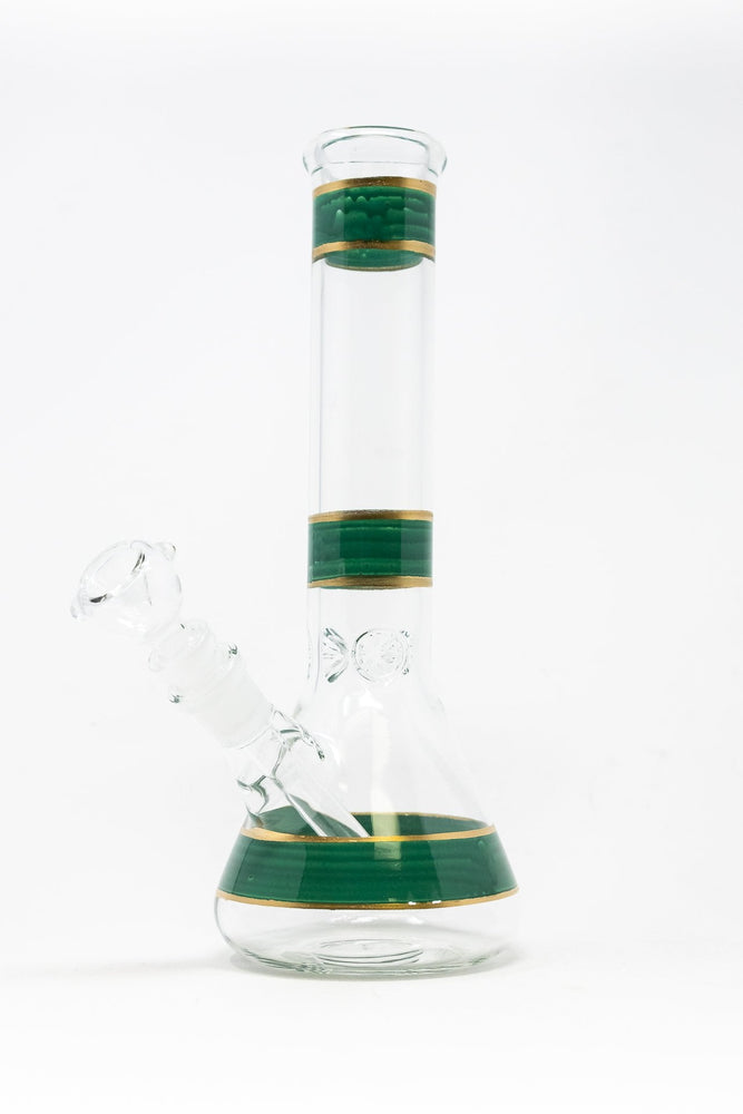 10" Dark Green Stripe Beaker Bong w/ Ice Catcher