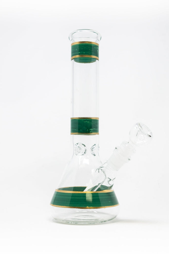 10" Dark Green Stripe Beaker Bong w/ Ice Catcher