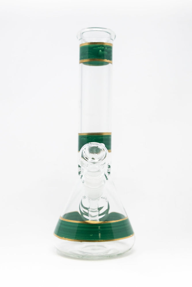 10" Dark Green Stripe Beaker Bong w/ Ice Catcher