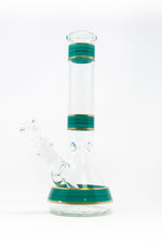 10" Blue Green Stripe Beaker Bong w/ Ice Catcher