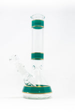 10" Blue Green Stripe Beaker Bong w/ Ice Catcher