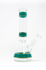 10" Blue Green Stripe Beaker Bong w/ Ice Catcher