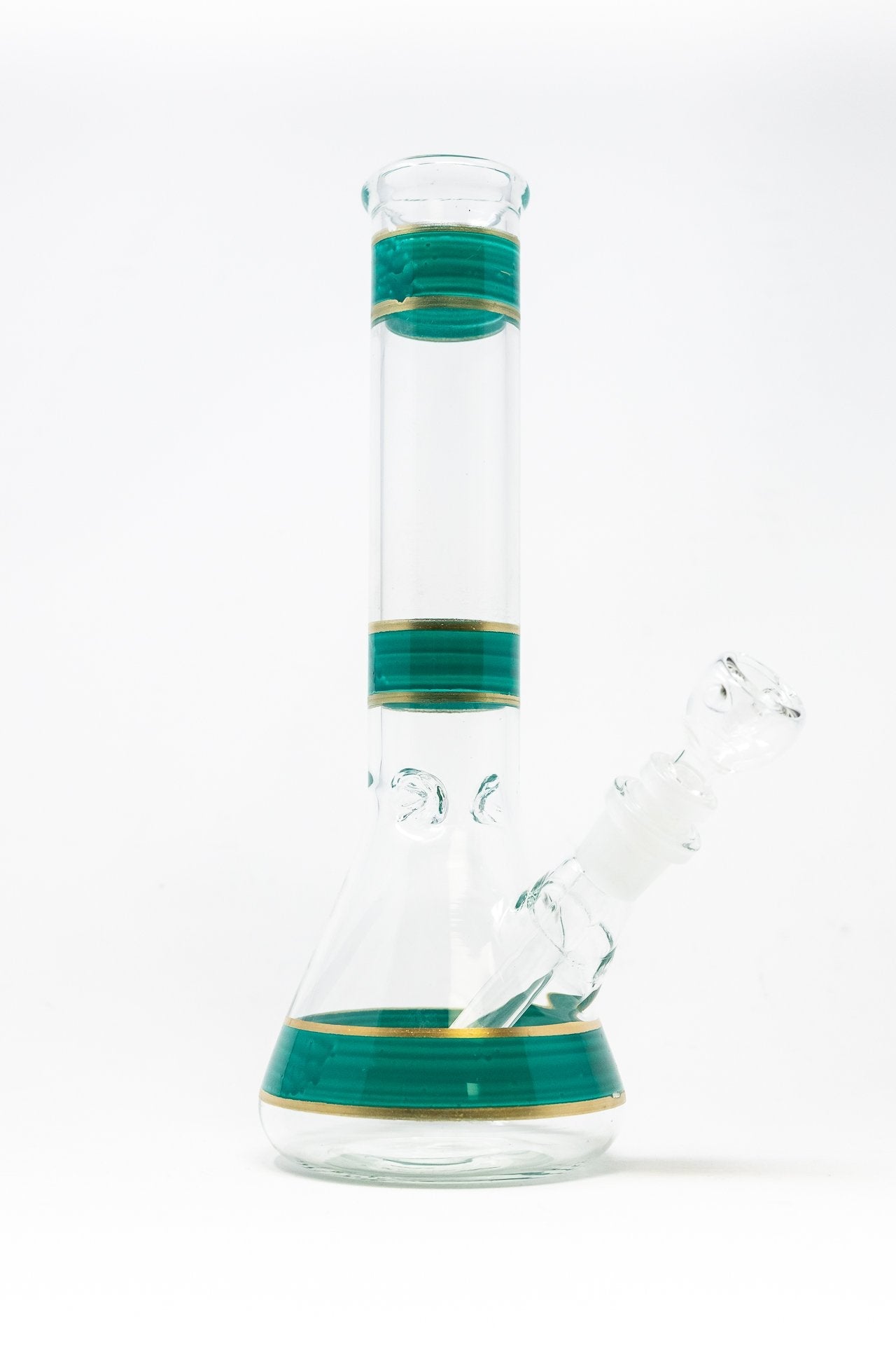 10" Blue Green Stripe Beaker Bong w/ Ice Catcher