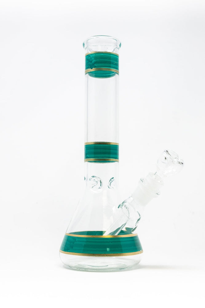 10" Blue Green Stripe Beaker Bong w/ Ice Catcher