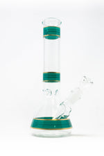 10" Blue Green Stripe Beaker Bong w/ Ice Catcher