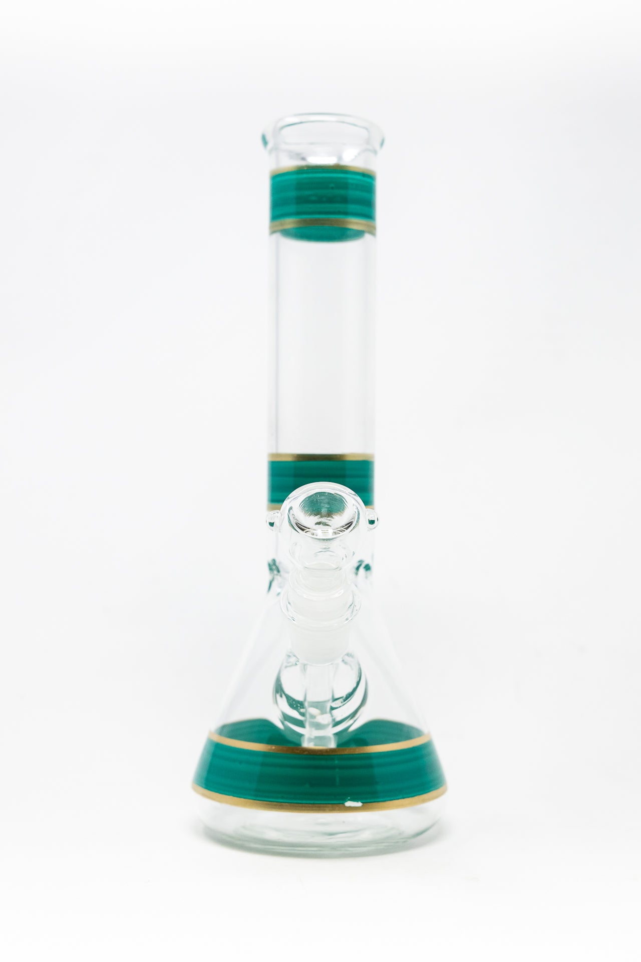 10" Blue Green Stripe Beaker Bong w/ Ice Catcher