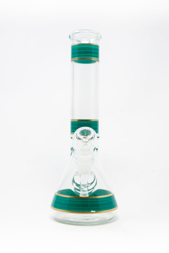 10" Blue Green Stripe Beaker Bong w/ Ice Catcher