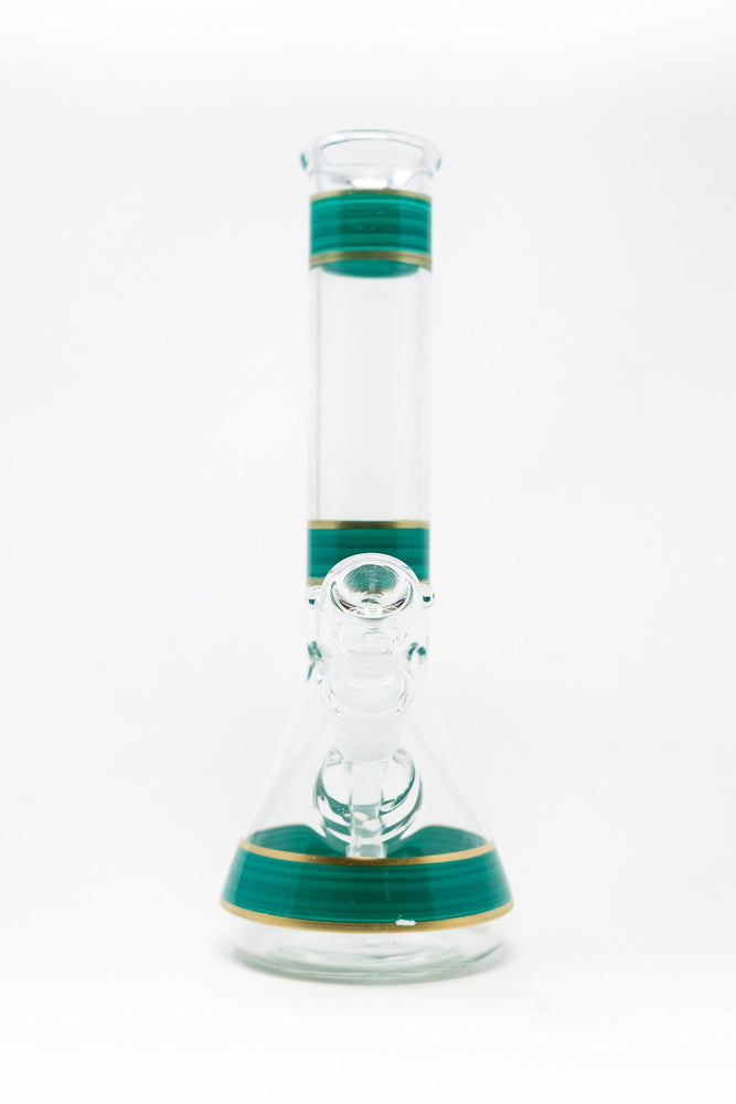 10" Blue Green Stripe Beaker Bong w/ Ice Catcher