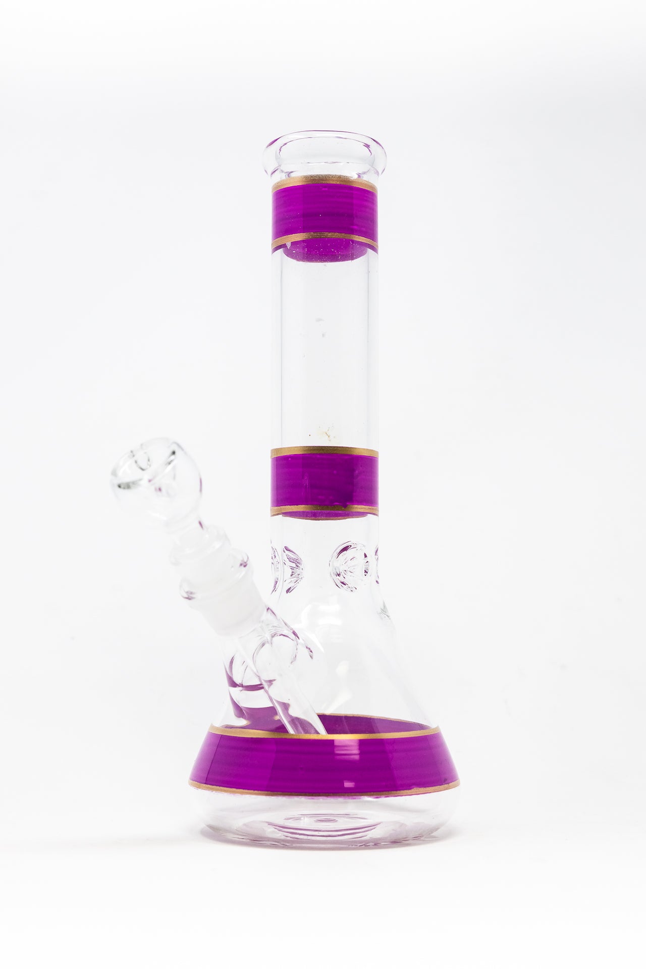 10" Fuchsia Stripe Beaker Bong w/ Ice Catcher