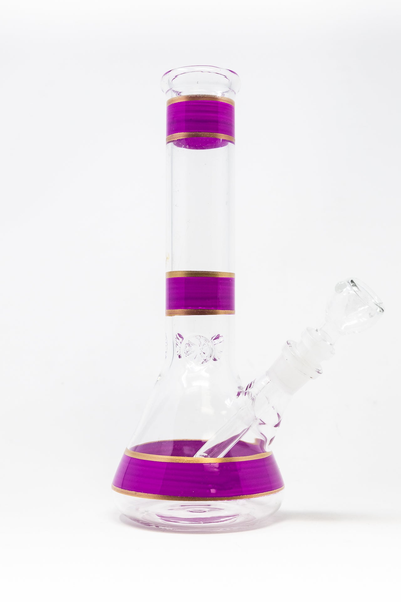 10" Fuchsia Stripe Beaker Bong w/ Ice Catcher