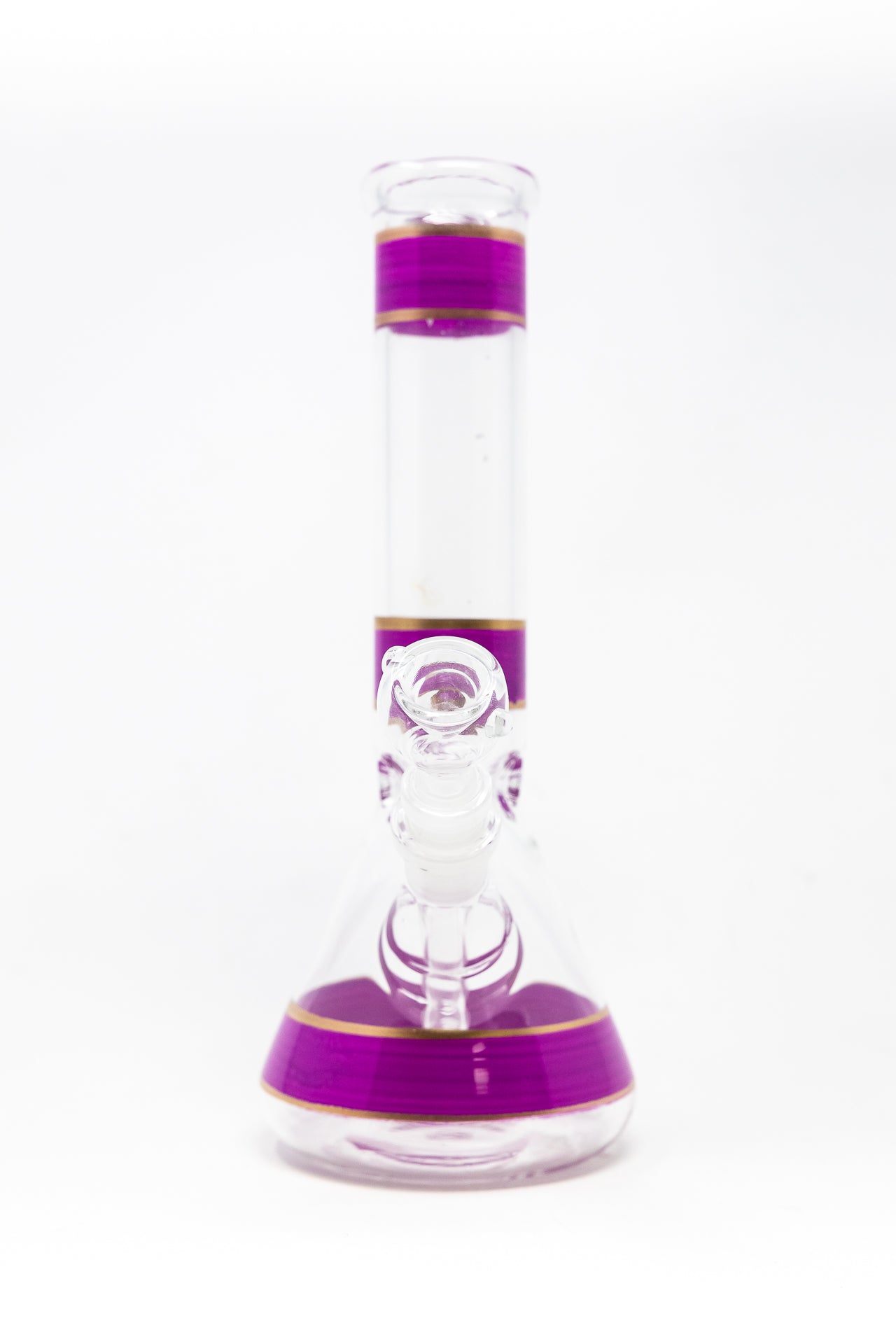 10" Fuchsia Stripe Beaker Bong w/ Ice Catcher