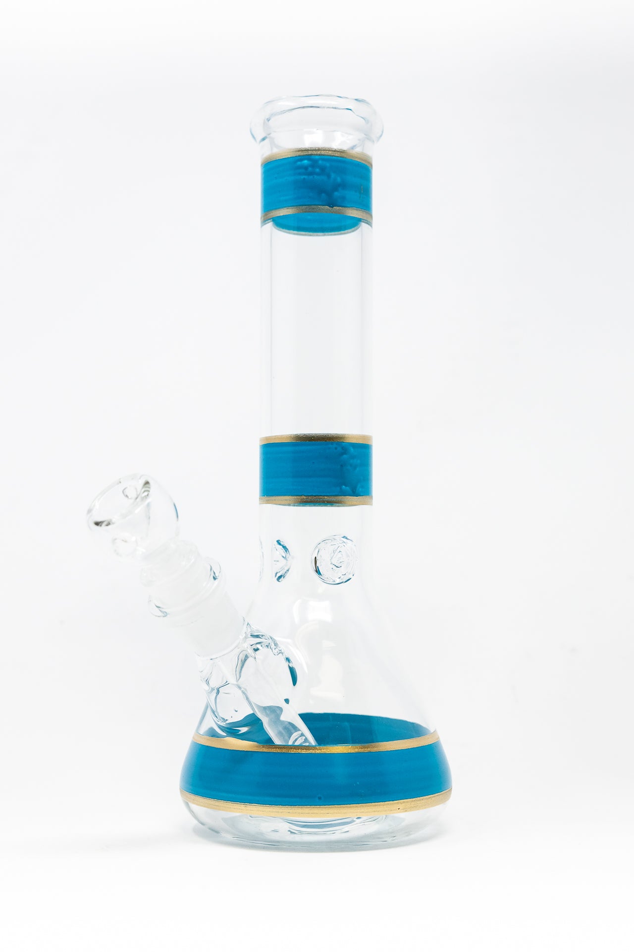 10" Teal Stripe Beaker Bong w/ Ice Catcher