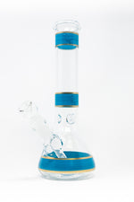 10" Teal Stripe Beaker Bong w/ Ice Catcher