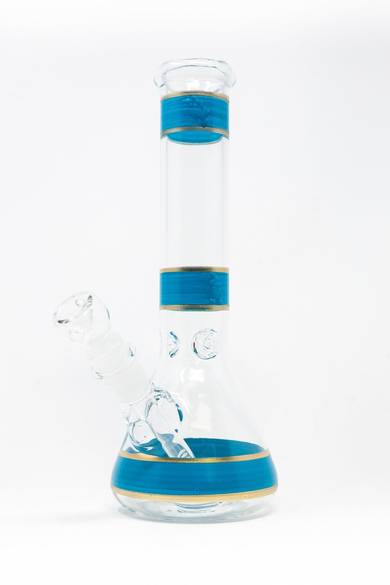 10" Teal Stripe Beaker Bong w/ Ice Catcher