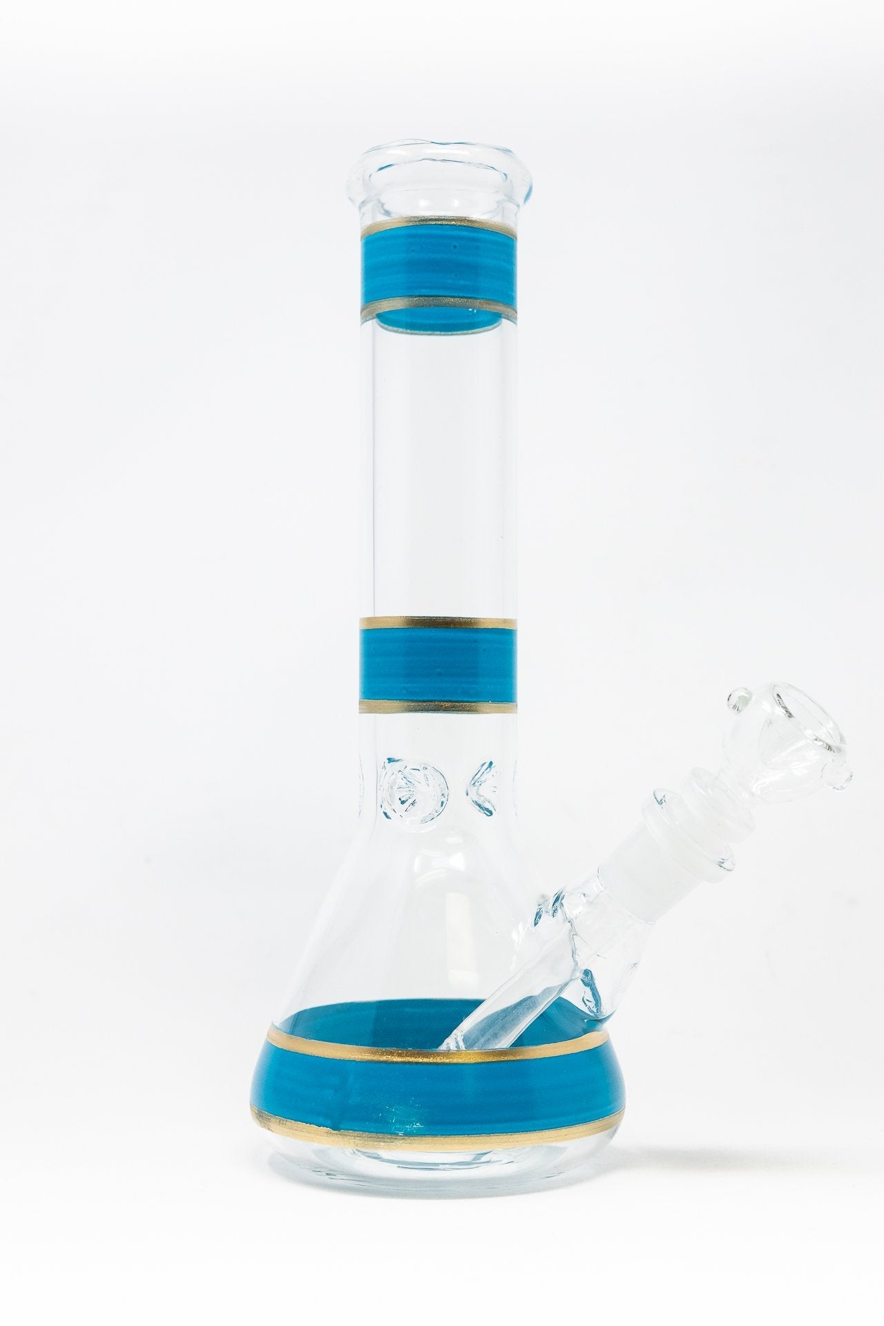 10" Teal Stripe Beaker Bong w/ Ice Catcher