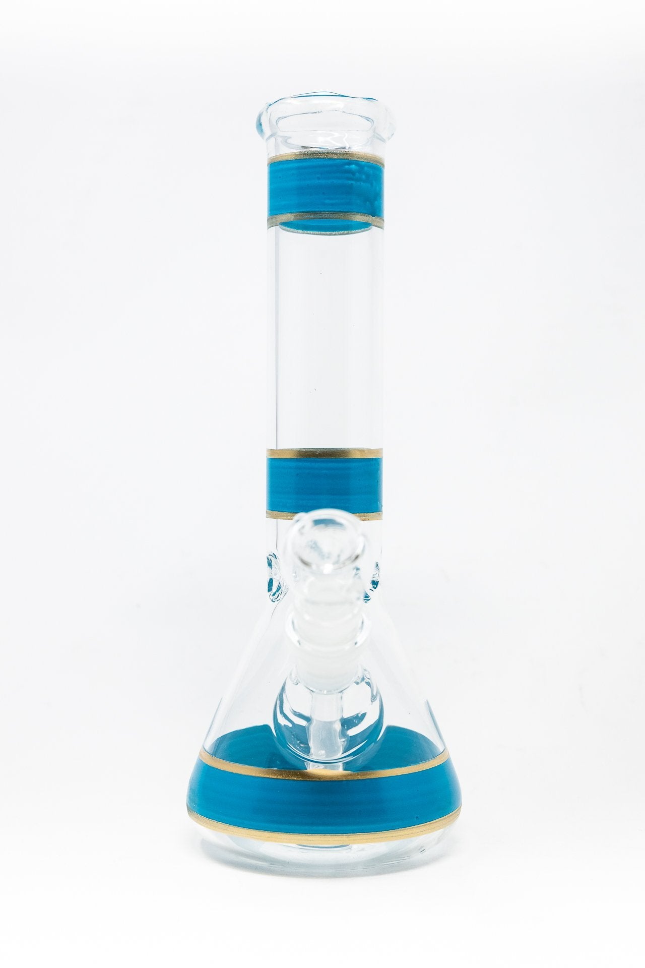 10" Teal Stripe Beaker Bong w/ Ice Catcher