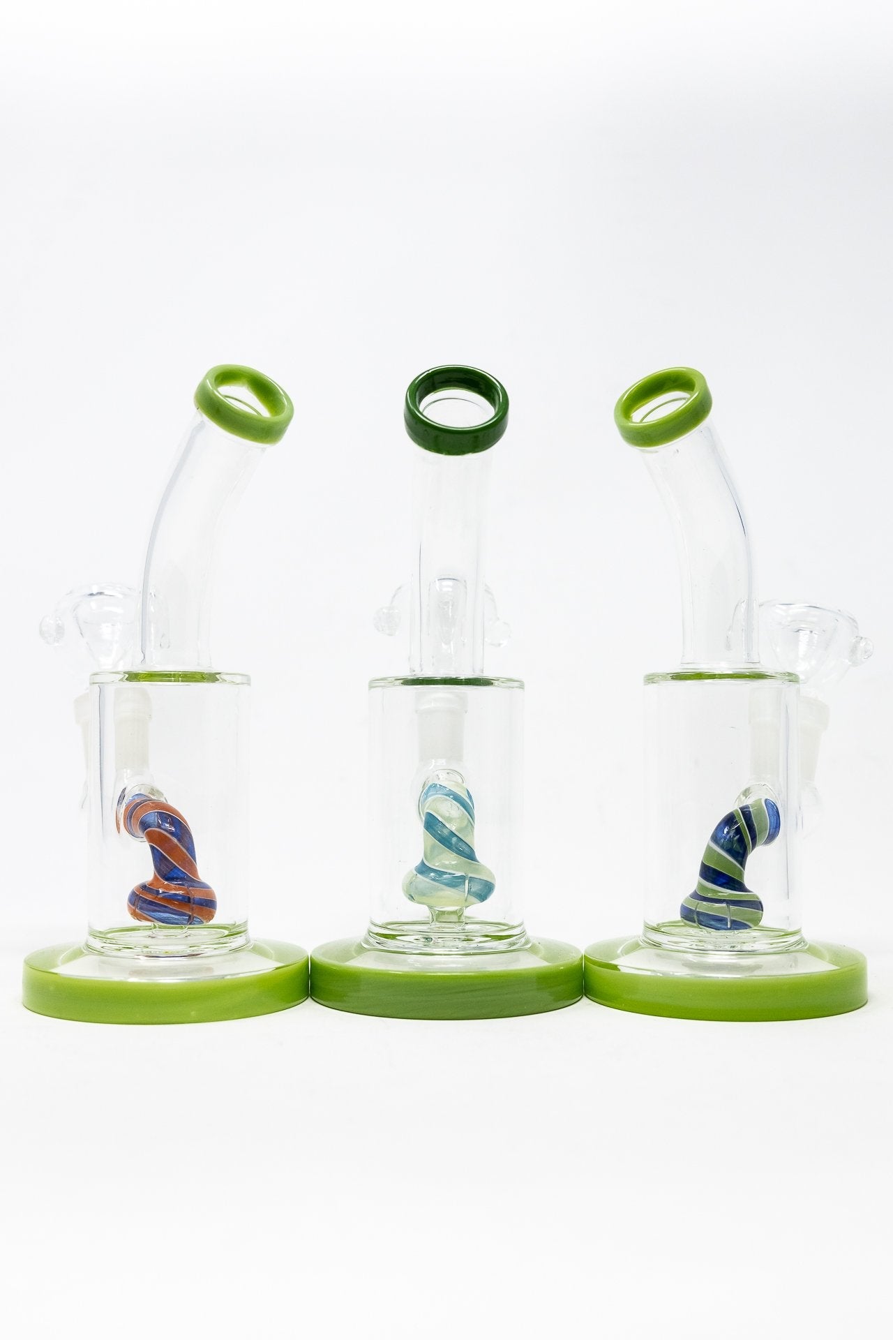 6" Lime Green Candy Cane Percolator Bong