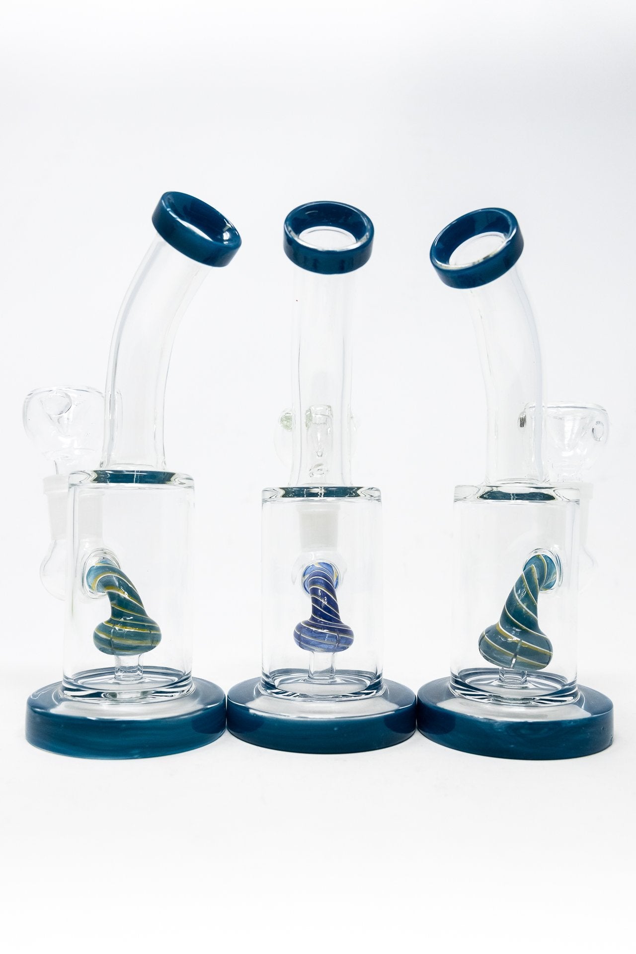 6" Aqua Blue Candy Cane Percolator Bong