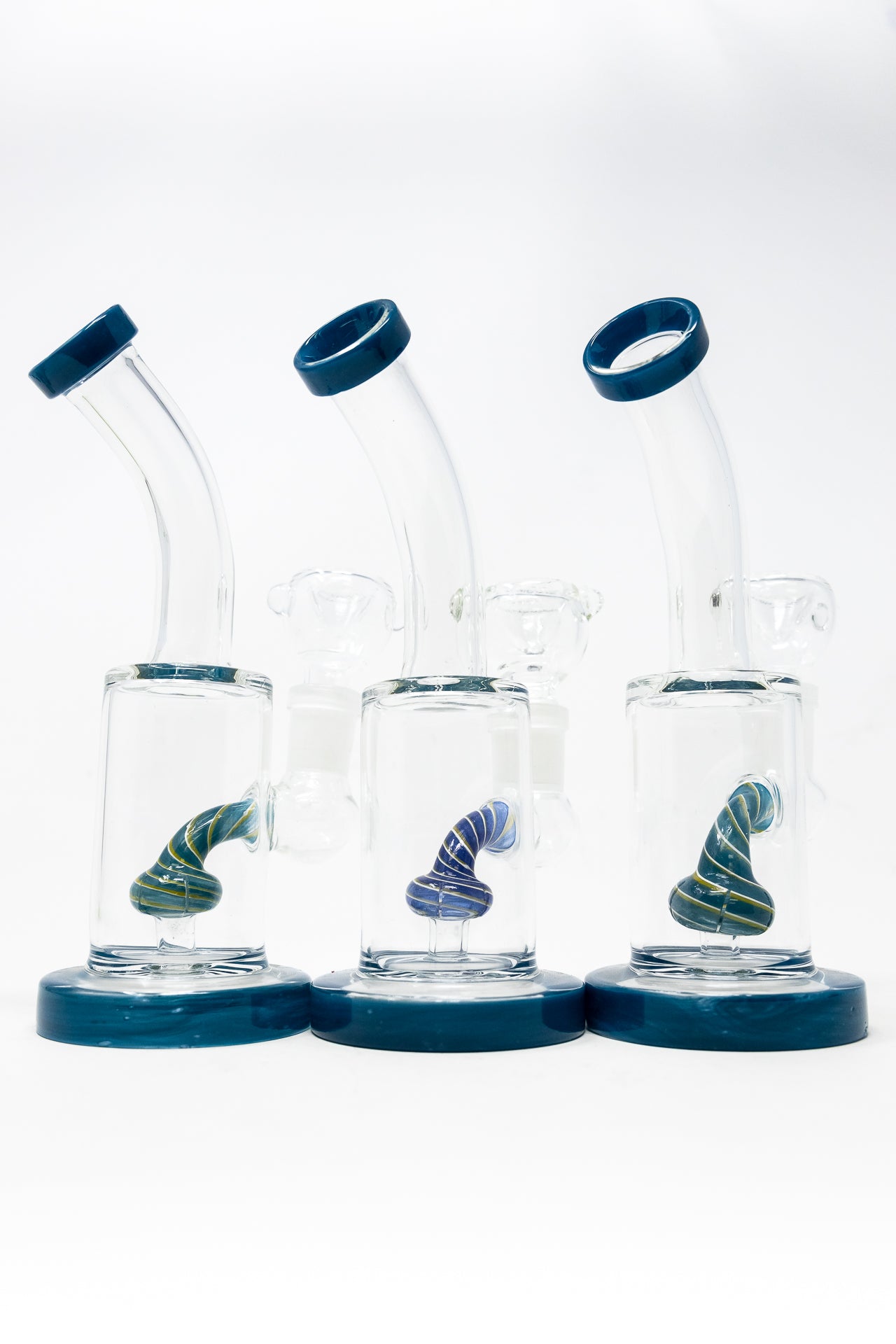 6" Aqua Blue Candy Cane Percolator Bong