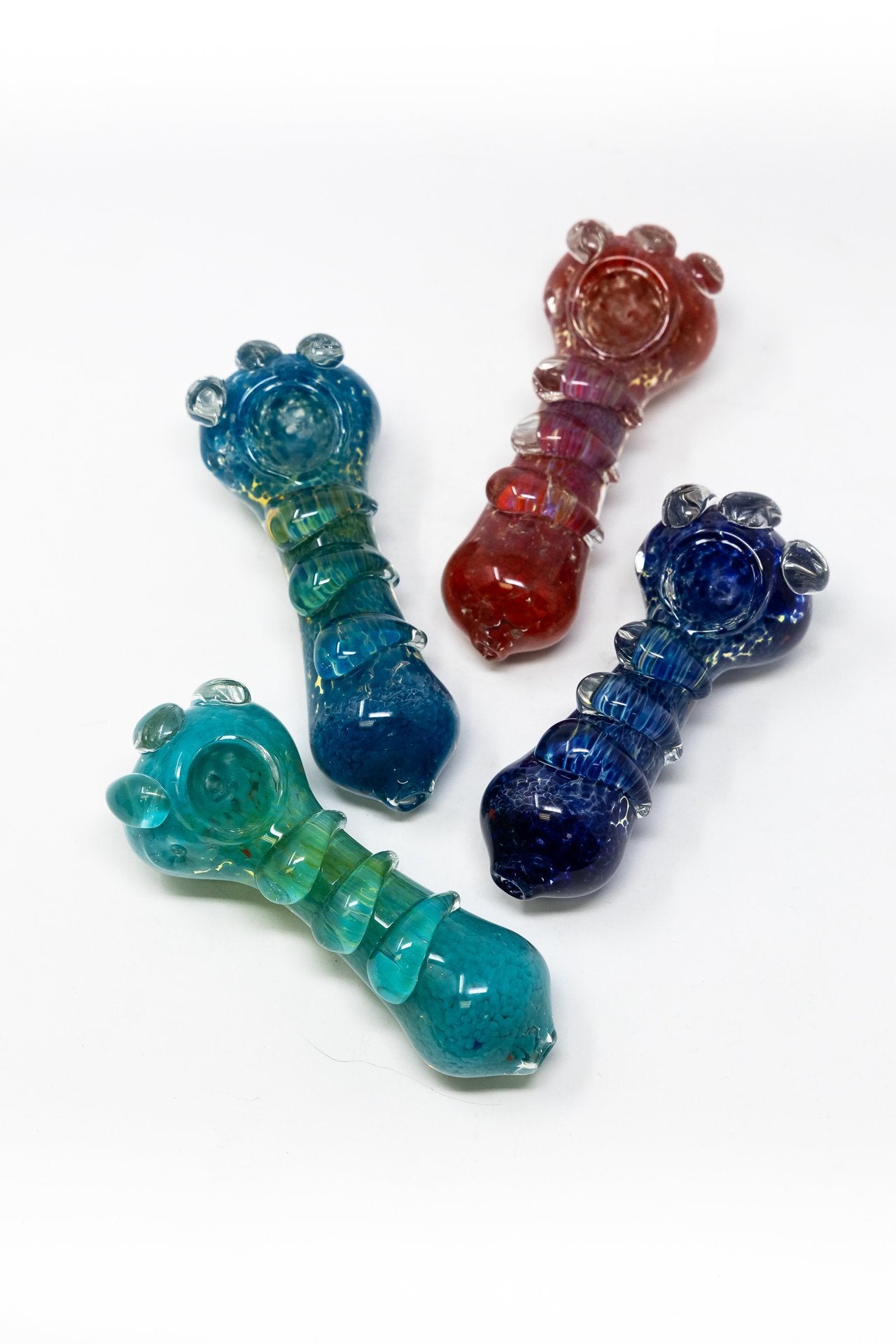 4.5" Glass Designer Hand Smoking Pipe w/ Carb Hole StonedGenie.com