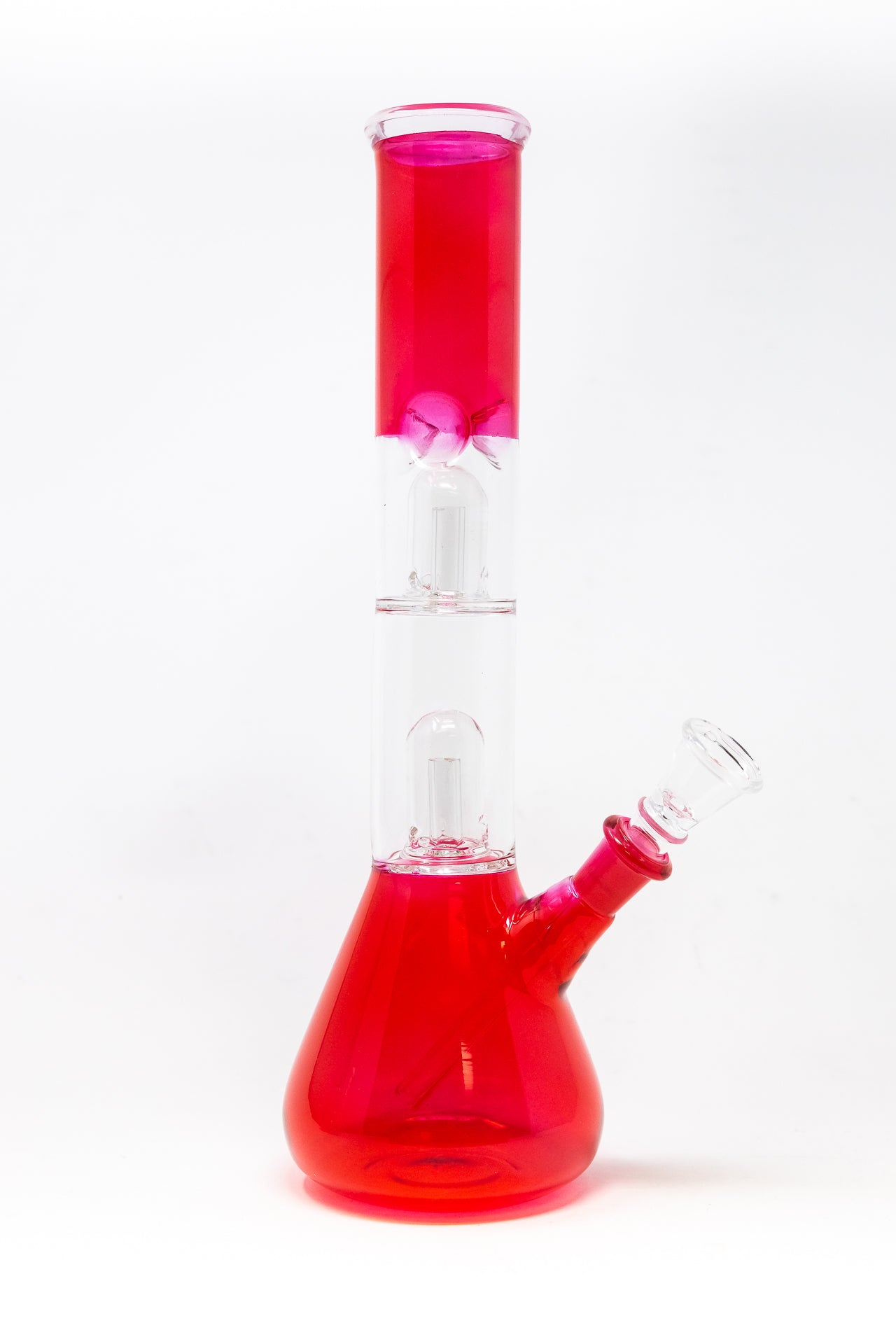 12" Double Percolator Neon Red Bong