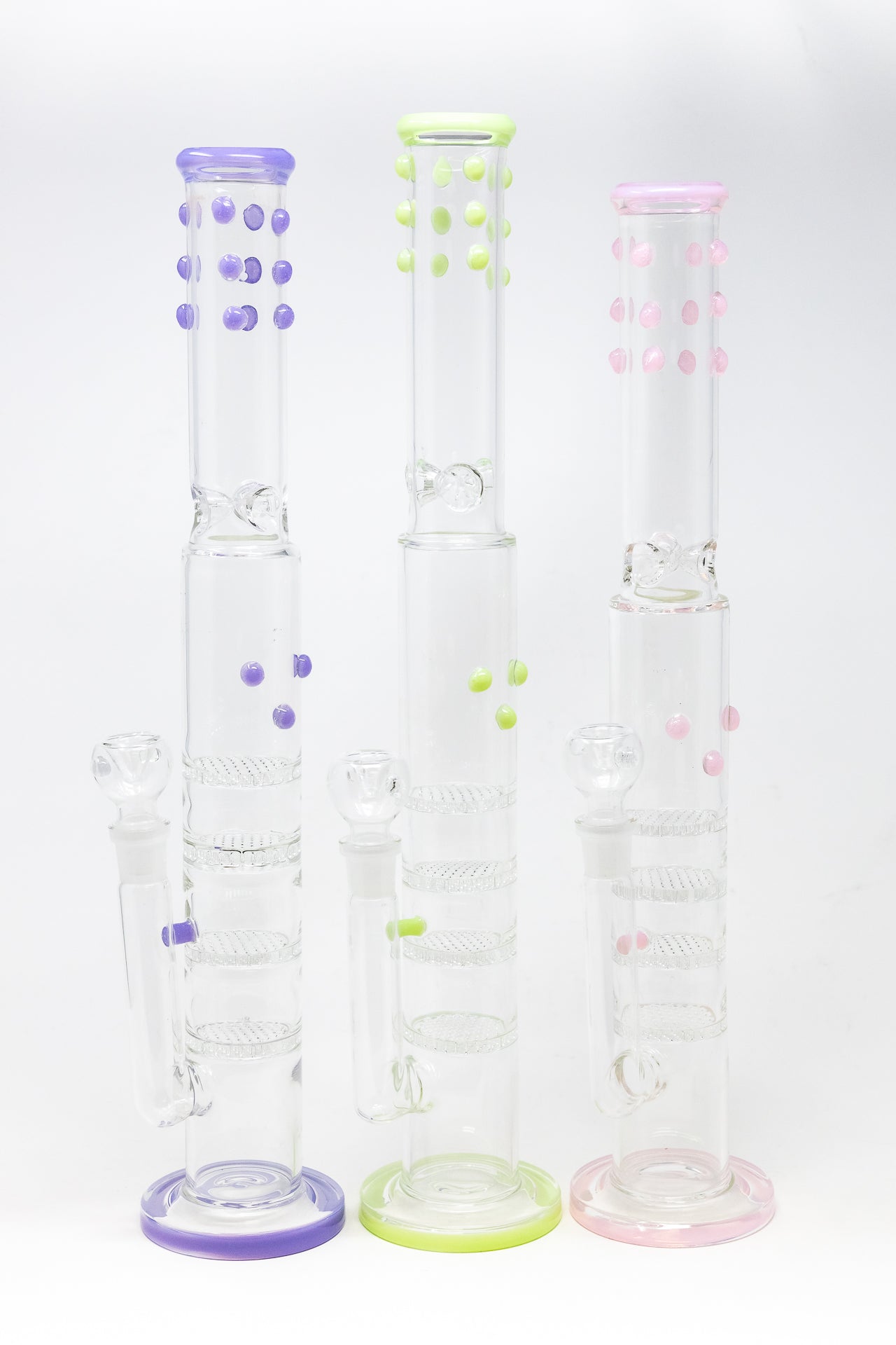 18" Flat Base Quad Honeycomb Percolator Bong w/ Ice Catcher