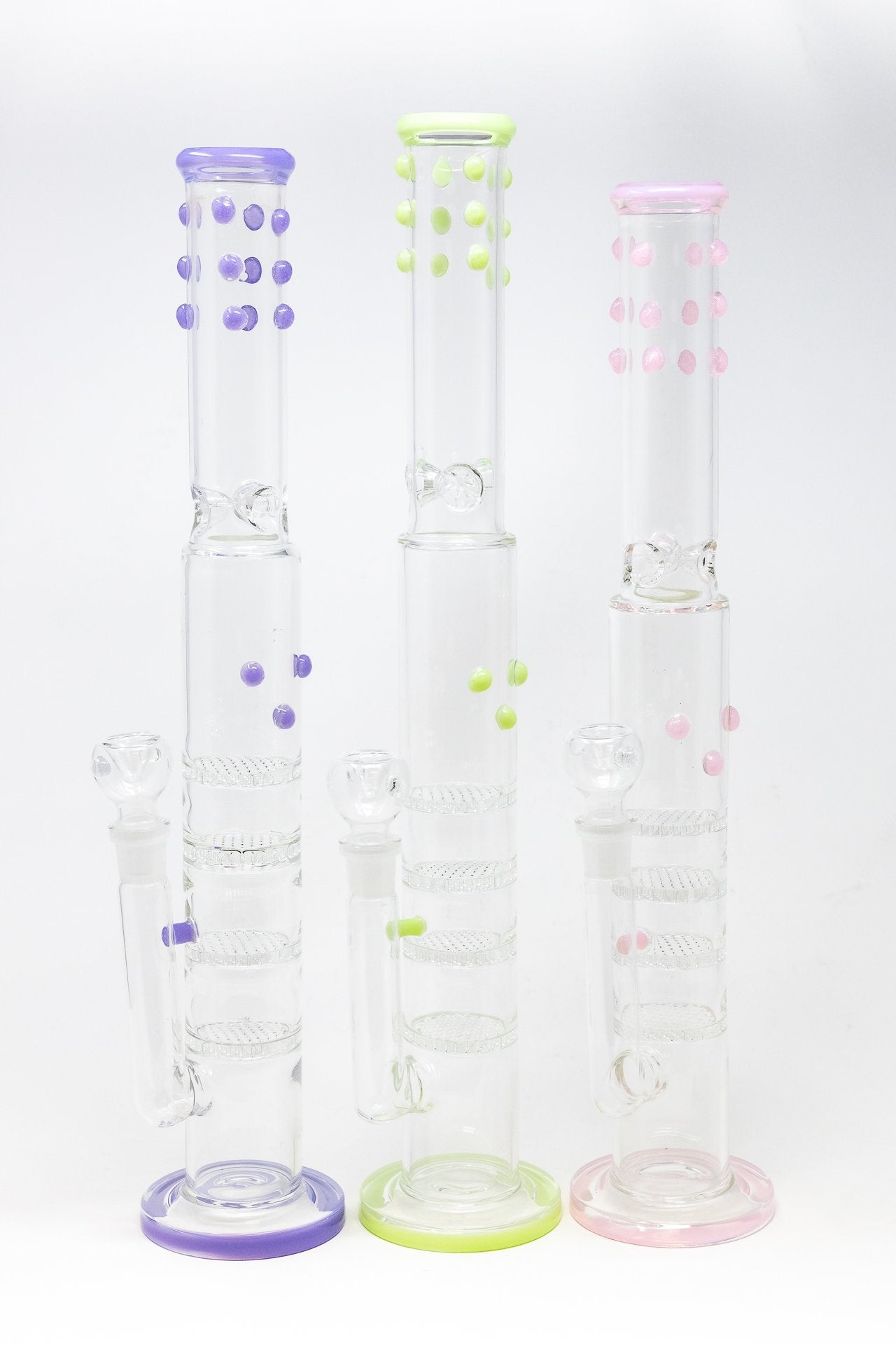 18" Flat Base Quad Honeycomb Percolator Bong w/ Ice Catcher