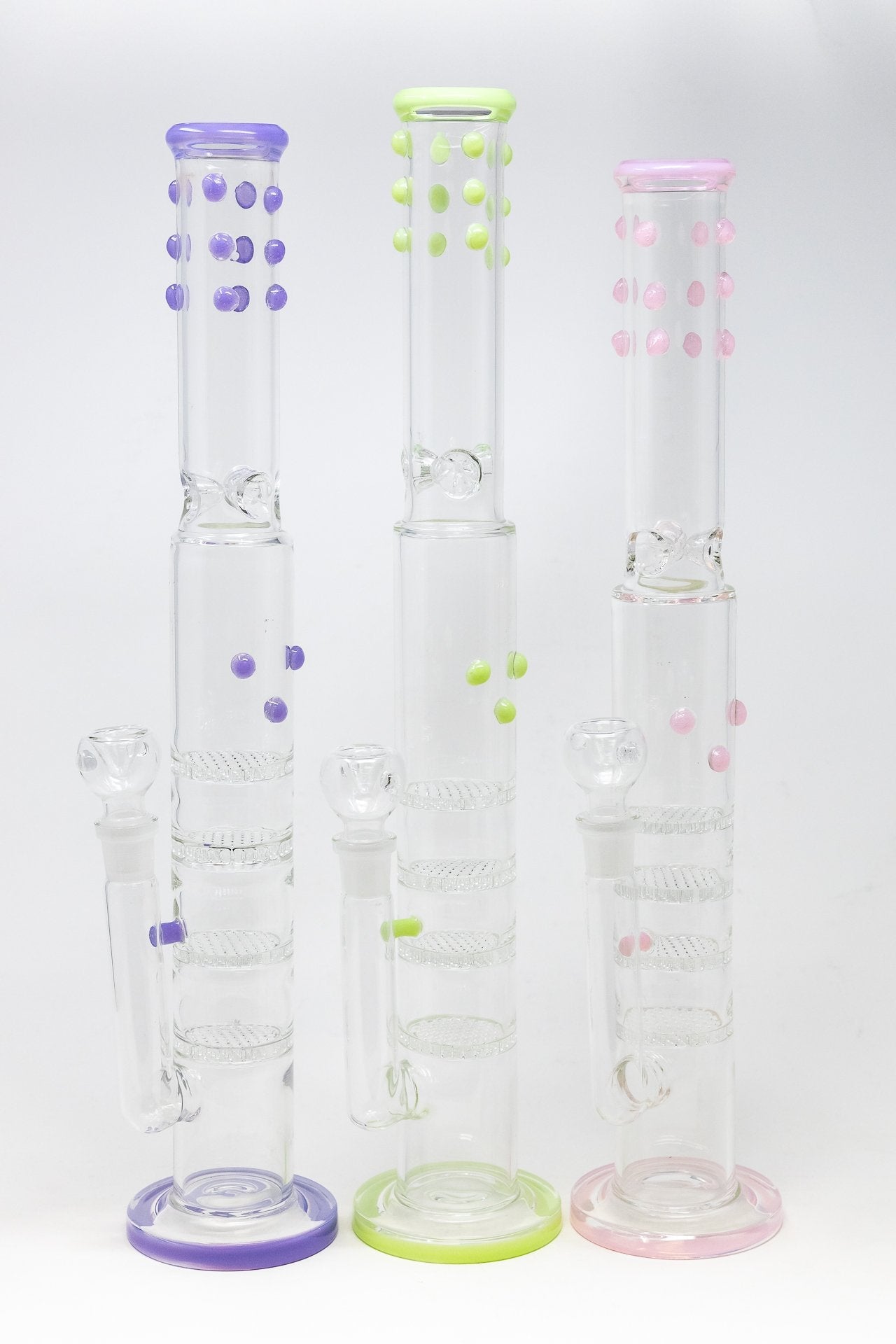 18" Flat Base Quad Honeycomb Percolator Bong w/ Ice Catcher