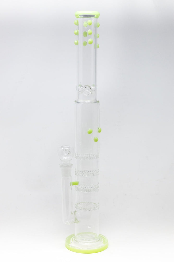 18" Flat Base Quad Honeycomb Percolator Bong w/ Ice Catcher