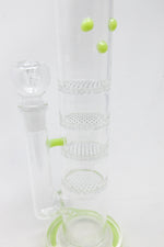 18" Flat Base Quad Honeycomb Percolator Bong w/ Ice Catcher